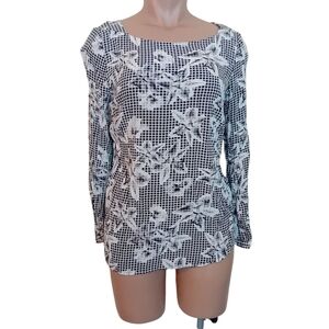 NWOT Camber & Grace Gingham Floral Lily Long Blouse Flowy Business Casual M‎